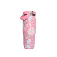Early Fall Florals Flip Straw Tumbler, Pink