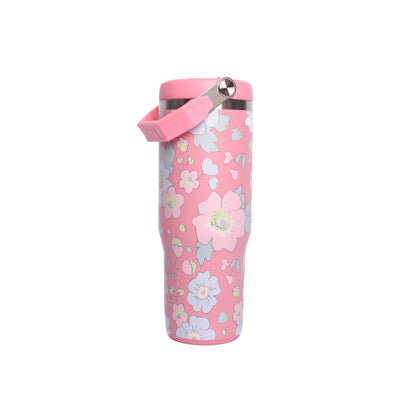 Early Fall Florals Flip Straw Tumbler, Pink