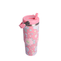 Early Fall Florals Flip Straw Tumbler, Pink