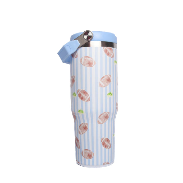 Touchdown Time Flip Straw Tumbler, Blue