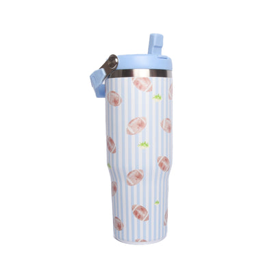 Touchdown Time Flip Straw Tumbler, Blue