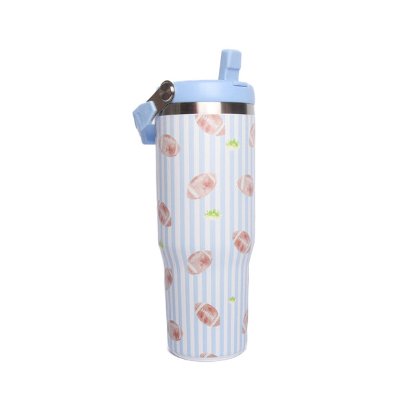 Touchdown Time Flip Straw Tumbler, Blue