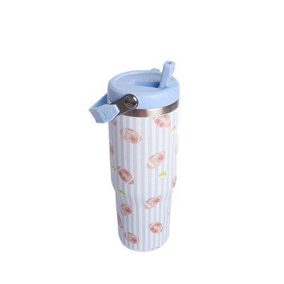 Touchdown Time Flip Straw Tumbler, Blue