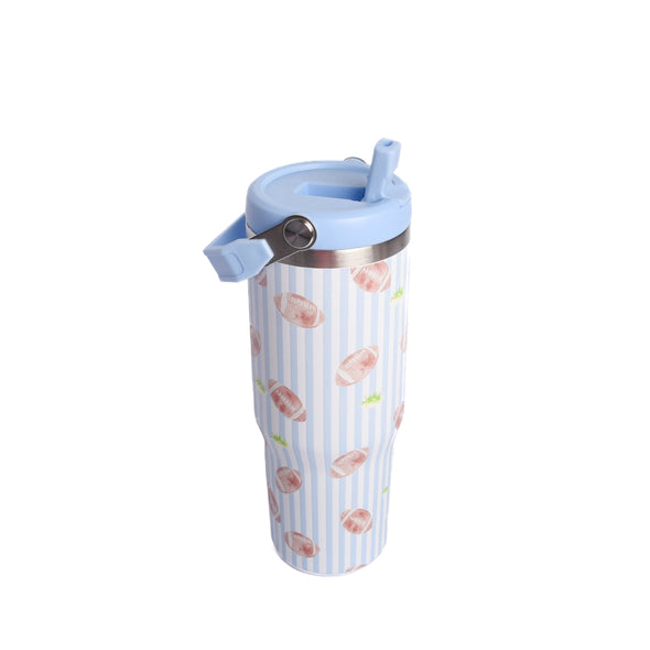 Touchdown Time Flip Straw Tumbler, Blue