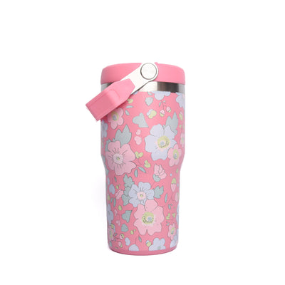 Early Fall Florals Flip Straw Tumbler, Pink