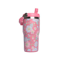 Early Fall Florals Flip Straw Tumbler, Pink