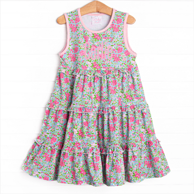 Water Lily Lady Tiered Dress, Green