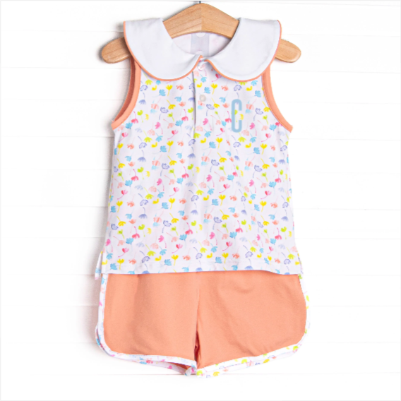 Watercolor Wildflowers Short Set, Orange