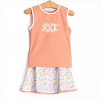 Watercolor Wildflowers Skort Set, Orange