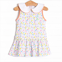 Watercolor Wildflowers Tennis Dress, Orange