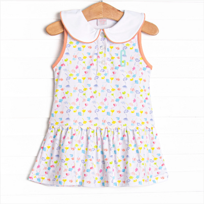 Watercolor Wildflowers Tennis Dress, Orange