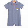 Wesley Short Romper, Orange and Navy Stripe