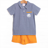 Wesley Short Set, Orange and Navy Stripe