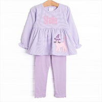 Whiskers and Witches Applique Legging Set, Purple