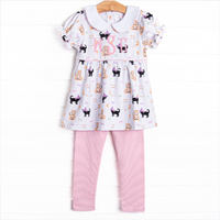 Whiskers and Witches Legging Set, Pink