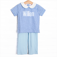 Winslet Windowpane Pant Set, Blue