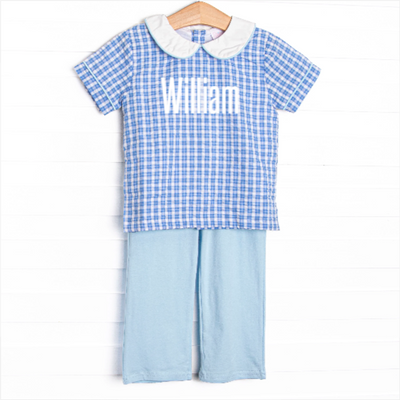 Winslet Windowpane Pant Set, Blue
