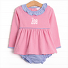 Zoe Diaper Set, Periwinkle and Medium Pink Stripe