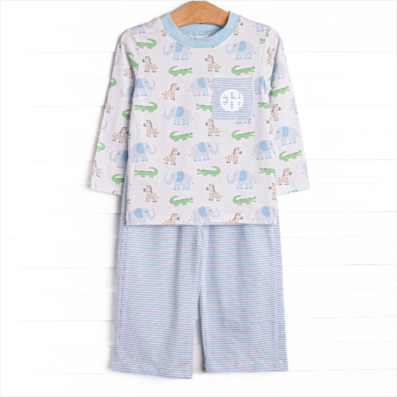 Zoo Park Pals Pant Set, Blue