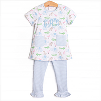 Zoo Park Pals Pocket Ruffle Legging Set, Blue