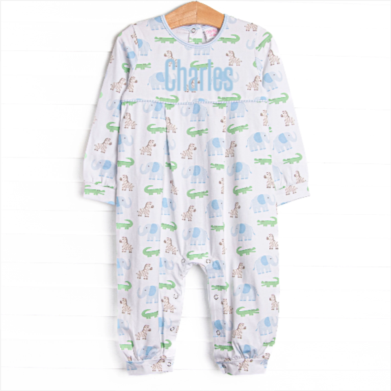 Zoo Park Pals Romper, Blue