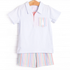 Summer Stripes Short Set, Orange