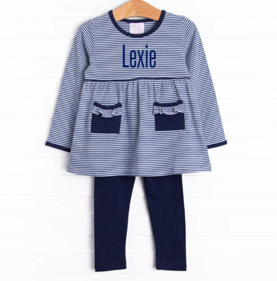 Lexie Legging Set, Navy Stripe