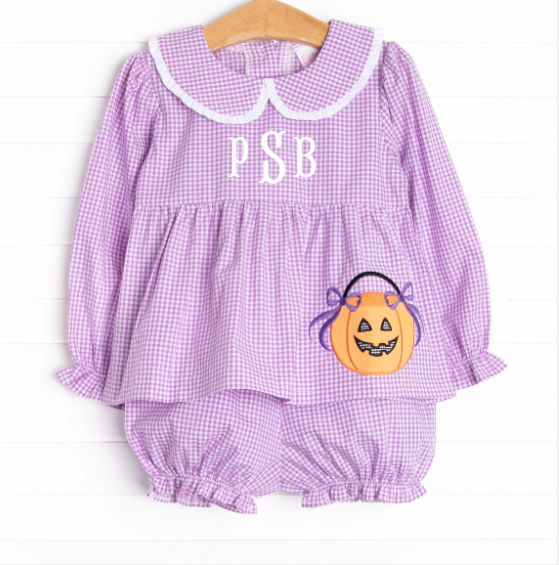 Treats not Tricks Applique Bloomer Set, Purple