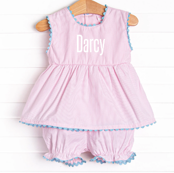 Darcy Bloomer Set, Pink Stripe