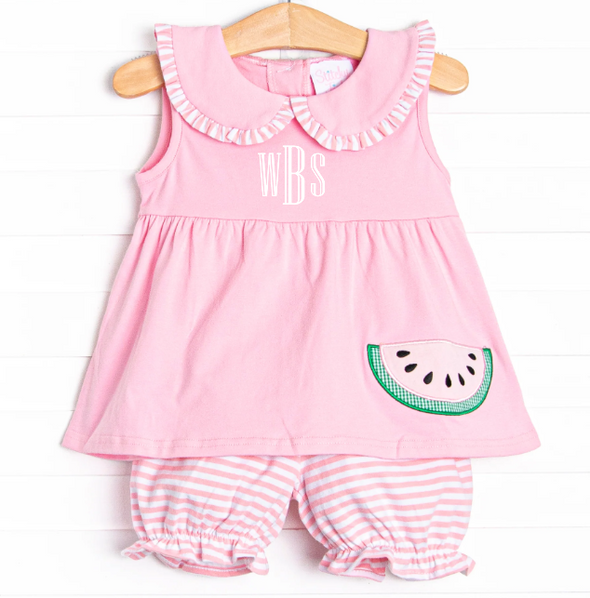 Watermelon Patch Applique Bloomer Set, Pink