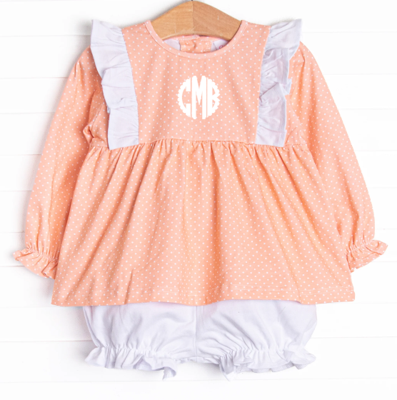 Coral Me Cute Bloomer Set, Orange