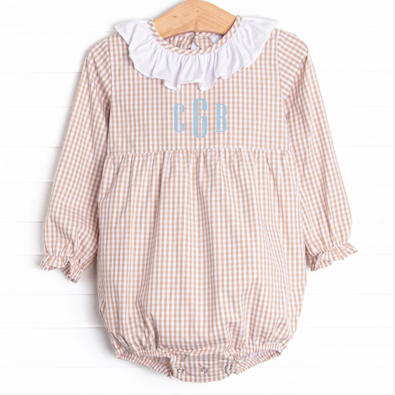 Classic Caroline Bubble, Tan Gingham
