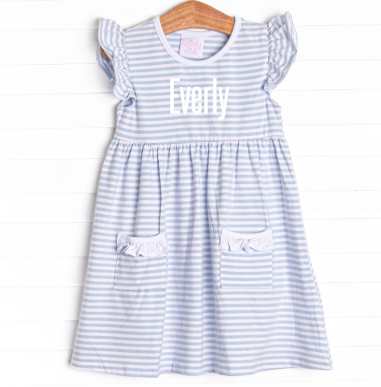 Everly Dress, Blue Stripe