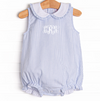 Spring Seersucker Ruffle Bubble, Blue