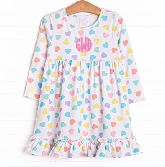 Candy Hearts Dress, White