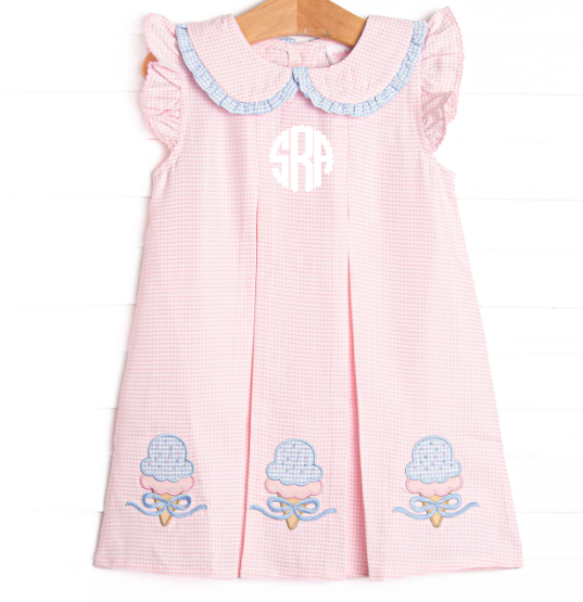 Soft Serve Scoops Applique Dress, Pink