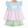 Coral Reef Color Block Short Set, Blue
