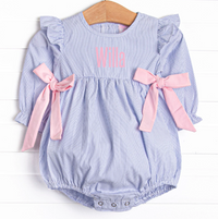 Willa Side Tie Long Sleeve Bubble, Blue Stripe