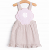 Shelley's Seashells Applique Dress, Tan Seersucker