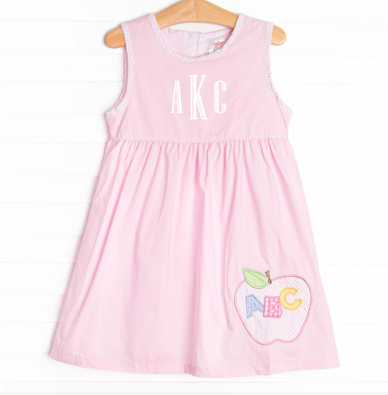 pink apple dresses Girl's ABC Apple Applique Dress in Pink size 12M