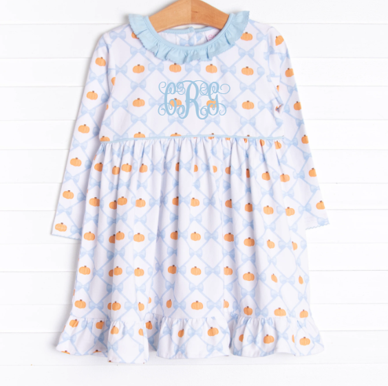 Prim and Proper Pumpkins Dress, Blue