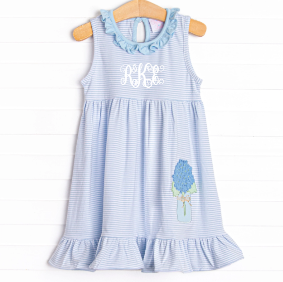 Freshly Picked Petals Applique Dress, Blue