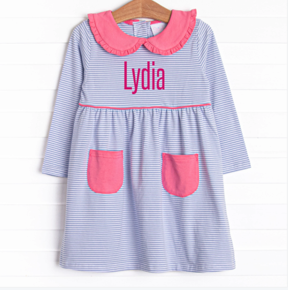 Lydia Pocket Dress, Periwinkle Stripe