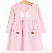 Friday Night Lights Embroidered Pocket Dress, Pink