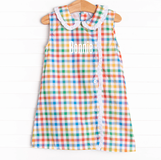 Primary School Plaid Dress, Yellow