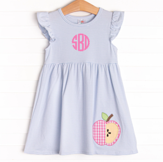 Snack Time Slices Applique Dress, Blue