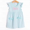 Everly Dress, Aqua Stripe