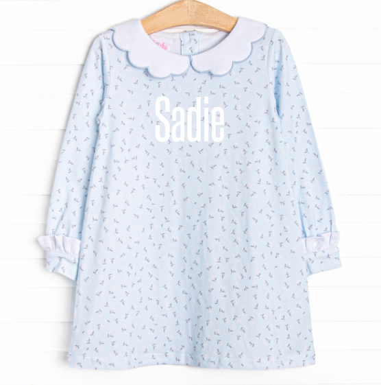 Powder Blue Petals Dress, Blue