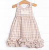 Jordan Check Dress, Tan Seersucker