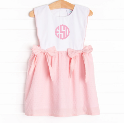 Elizabeth Side Tie Dress, Pink Swiss Dot